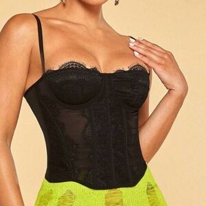 Black Lace Bustier Top